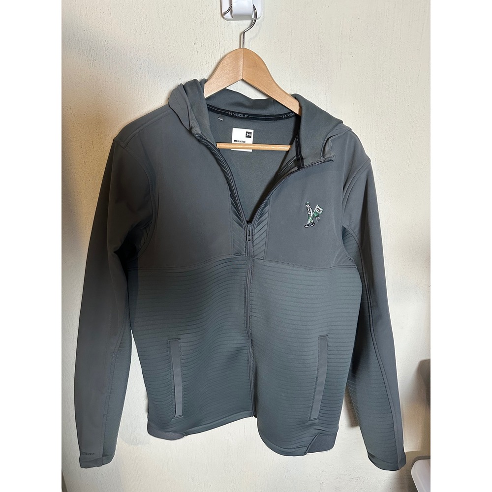 Under Armour Golf Hoodie Mens Sz M Gray Full Zip 1930 Logo Performance